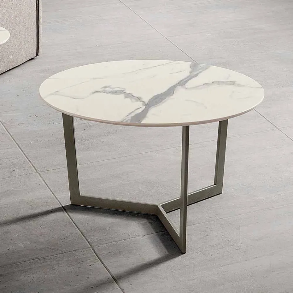 Ronde salontafel met HPL-blad Made in Italy - Mina Viadurini