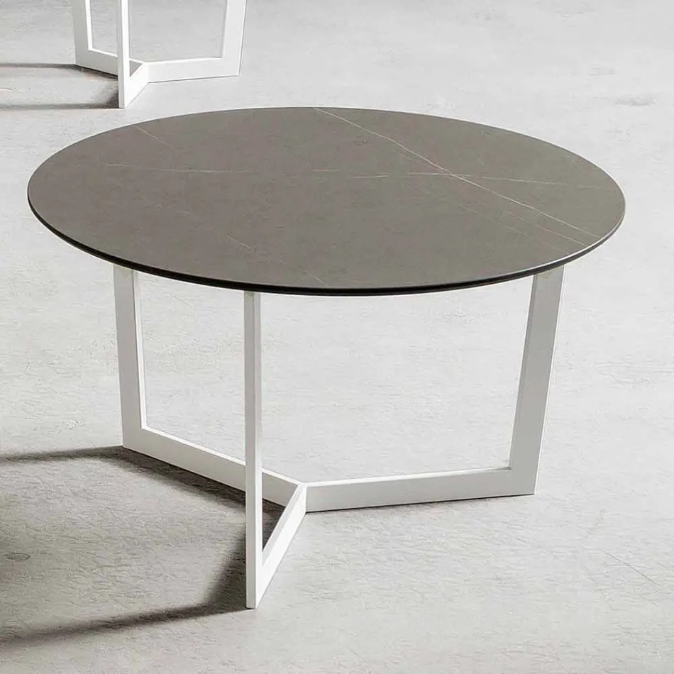 Ronde salontafel met HPL-blad Made in Italy - Mina Viadurini