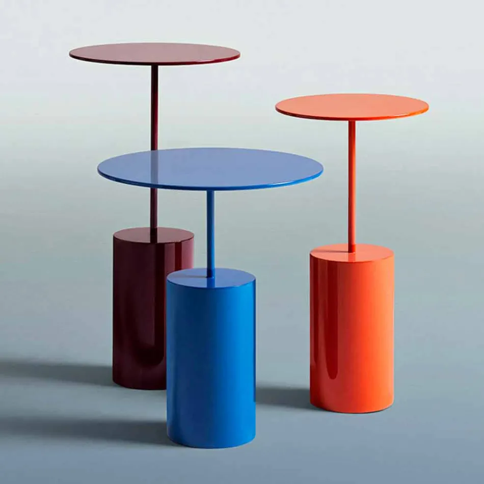 Ronde salontafel in gekleurd metaalblad van modern design - cocktail Viadurini