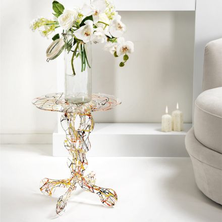 Ronde salontafel diameter 36 cm Janis multicolor design, made in Italy Viadurini