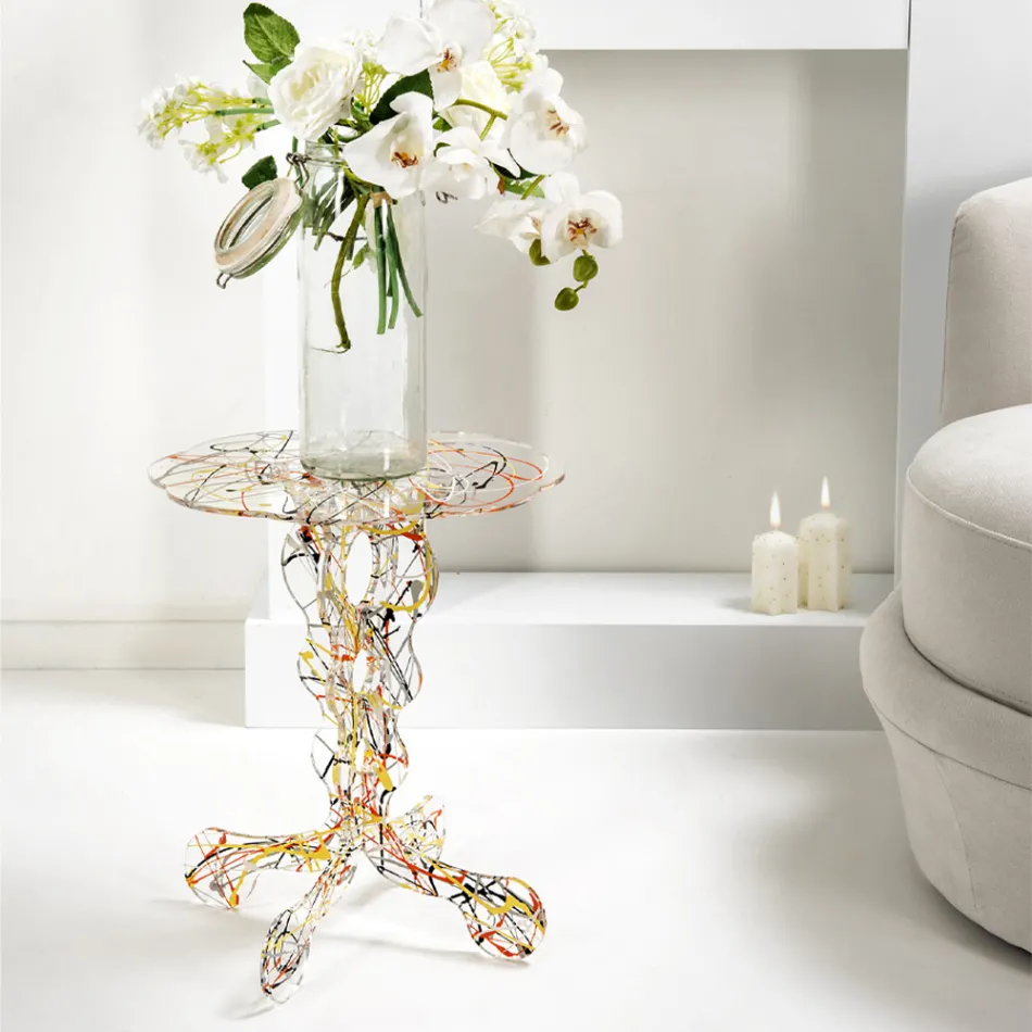 Ronde salontafel diameter 36 cm Janis multicolor design, made in Italy Viadurini