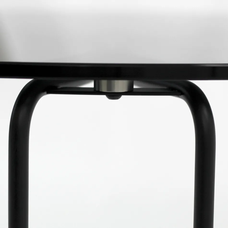 Ronde glazen salontafel met onderstel van 3 halve maan Made in Italy - Arepa Viadurini