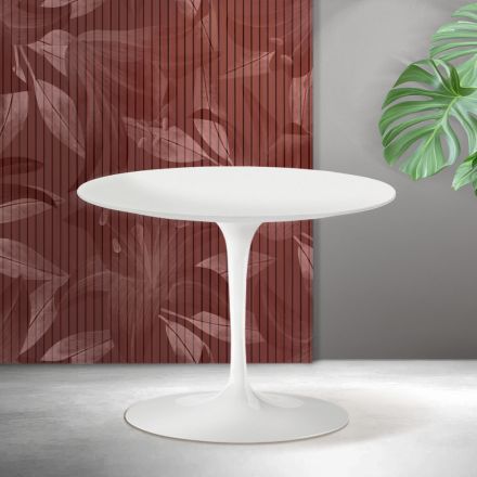 Saarinen Tulip ronde salontafel H 41 cm in mat wit Florim keramiek - Scarlet Viadurini