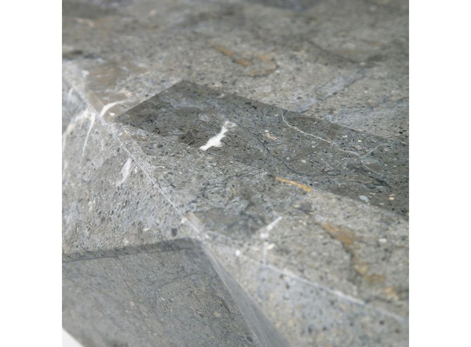 Binnenvormige salontafel in fossiele steen, verschillende afwerkingen - hoofdtelefoon Viadurini