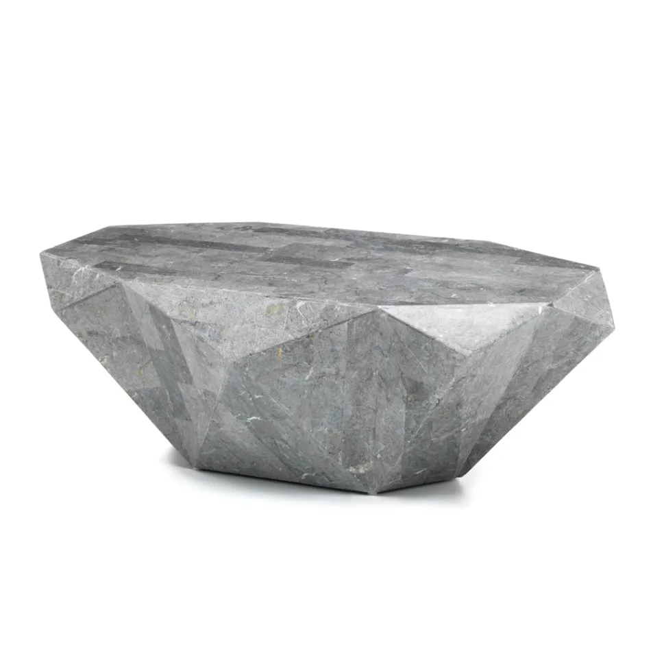 Binnenvormige salontafel in fossiele steen, verschillende afwerkingen - hoofdtelefoon Viadurini