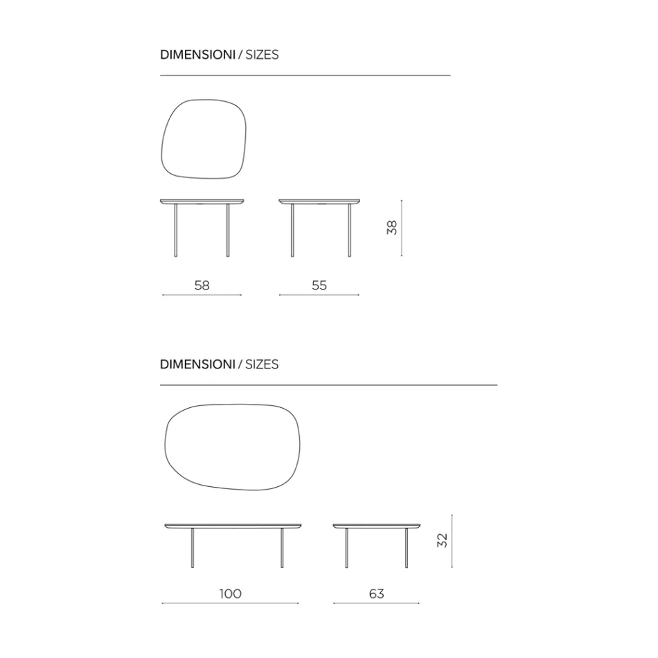 Vormgegeven MDF salontafel, verkrijgbaar in twee maten en meerdere kleuren - Navis Viadurini
