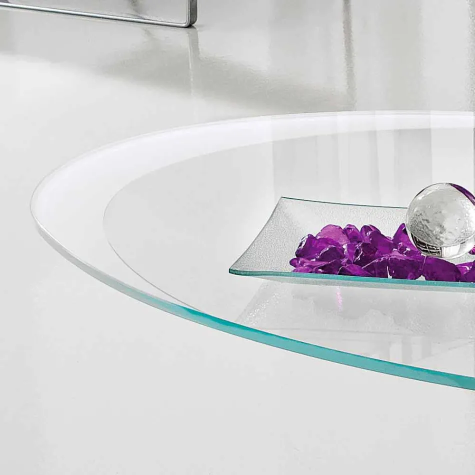 Salontafel met glazen blad met zeefdruk gemaakt in Italië - Campari Viadurini