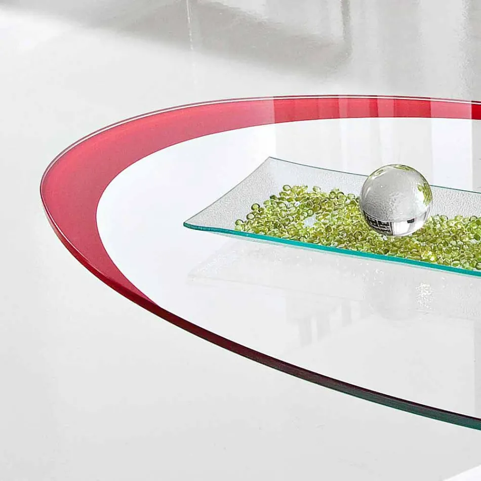 Salontafel met glazen blad met zeefdruk gemaakt in Italië - Campari Viadurini