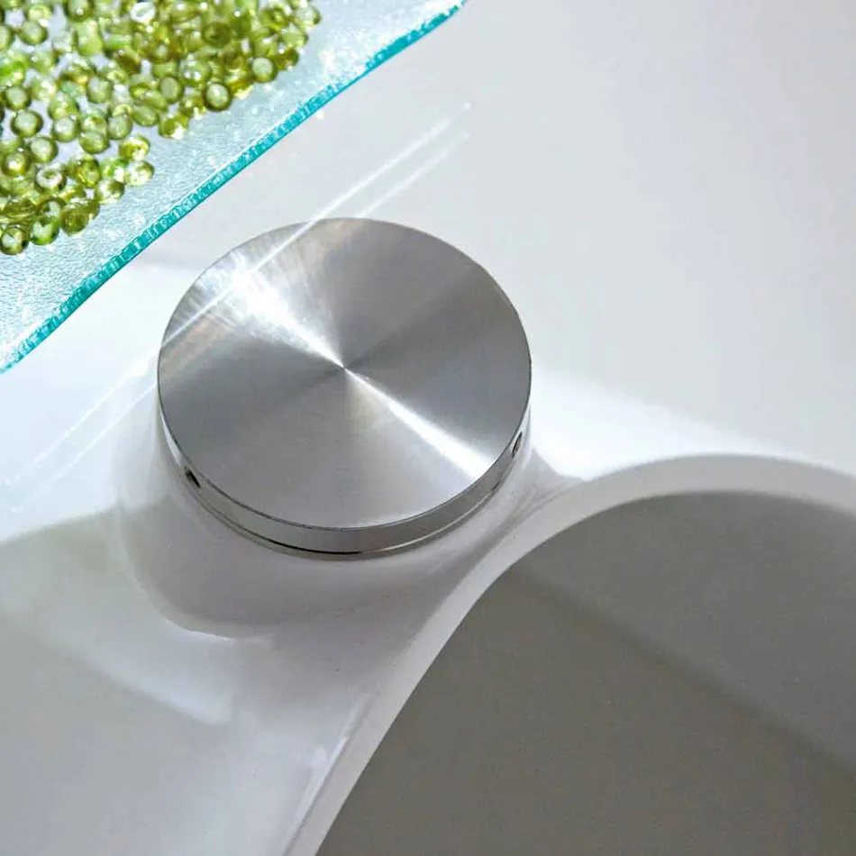 Salontafel met glazen blad met zeefdruk gemaakt in Italië - Campari Viadurini