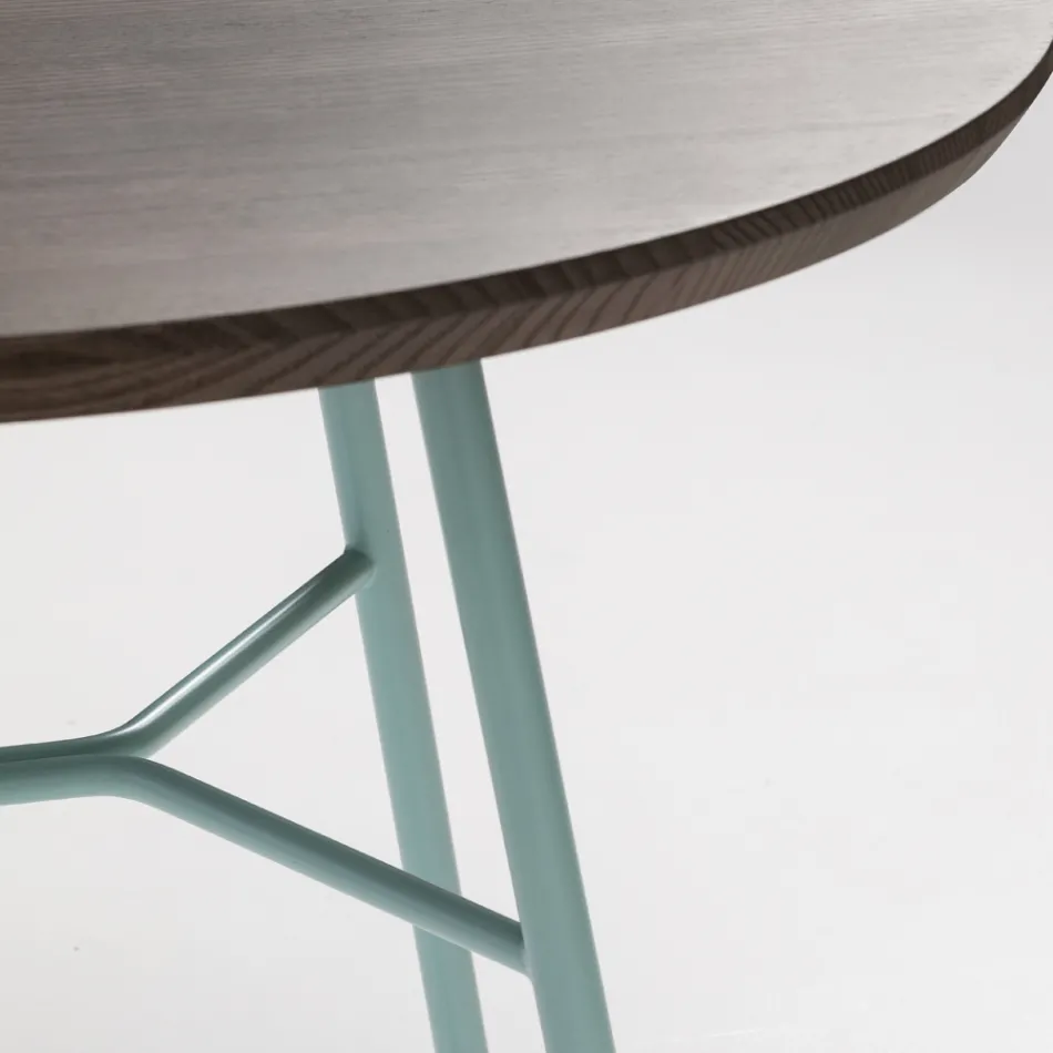 Salontafel met rond massief houten blad Made in Italy - Makino Viadurini