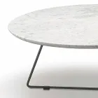 Salontafel met rond marmeren blad en metalen onderstel Made in Italy - Gin Viadurini