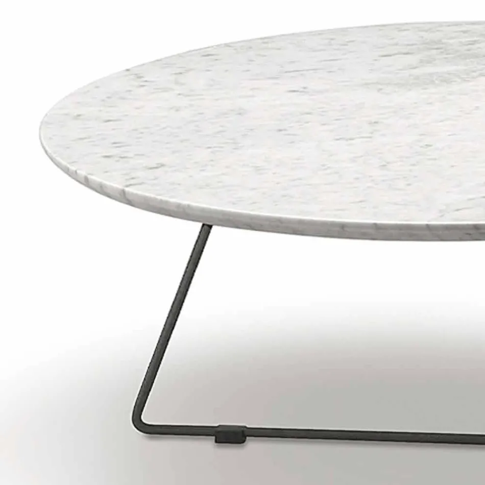 Salontafel met rond marmeren blad en metalen onderstel Made in Italy - Gin Viadurini