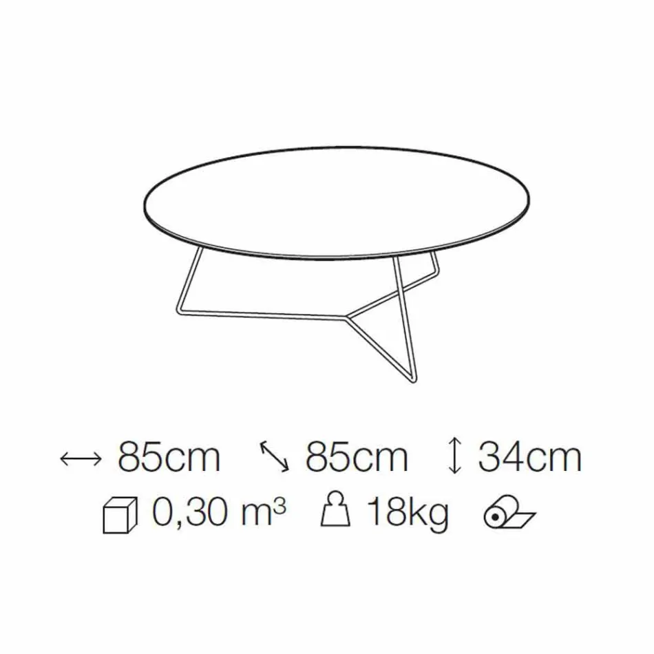 Salontafel met rond marmeren blad en metalen onderstel Made in Italy - Gin Viadurini