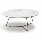 Salontafel met rond marmeren blad en metalen onderstel Made in Italy - Gin Viadurini