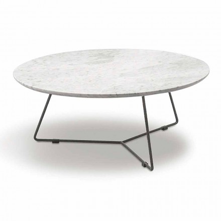 Salontafel met rond marmeren blad en metalen onderstel Made in Italy - Gin Viadurini