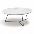 Salontafel met rond marmeren blad en metalen onderstel Made in Italy - Gin
