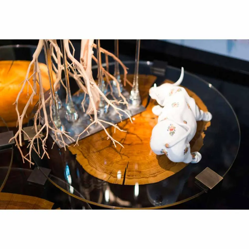 Salontafel in hout en staal met metalen poten Made in Italy - Damascus Viadurini