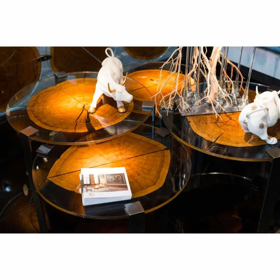 Salontafel in hout en staal met metalen poten Made in Italy - Damascus Viadurini