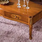 Ingelegde houten salontafel met 2 lades Made in Italy - Katerine Viadurini