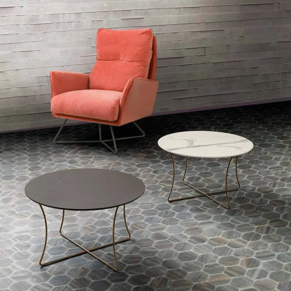 Salontafel in geverfd metaal met HPL-blad Made in Italy - Numbo Viadurini