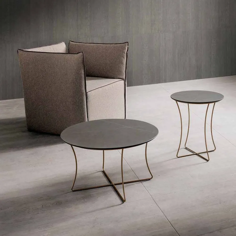 Salontafel in geverfd metaal met HPL-blad Made in Italy - Numbo Viadurini