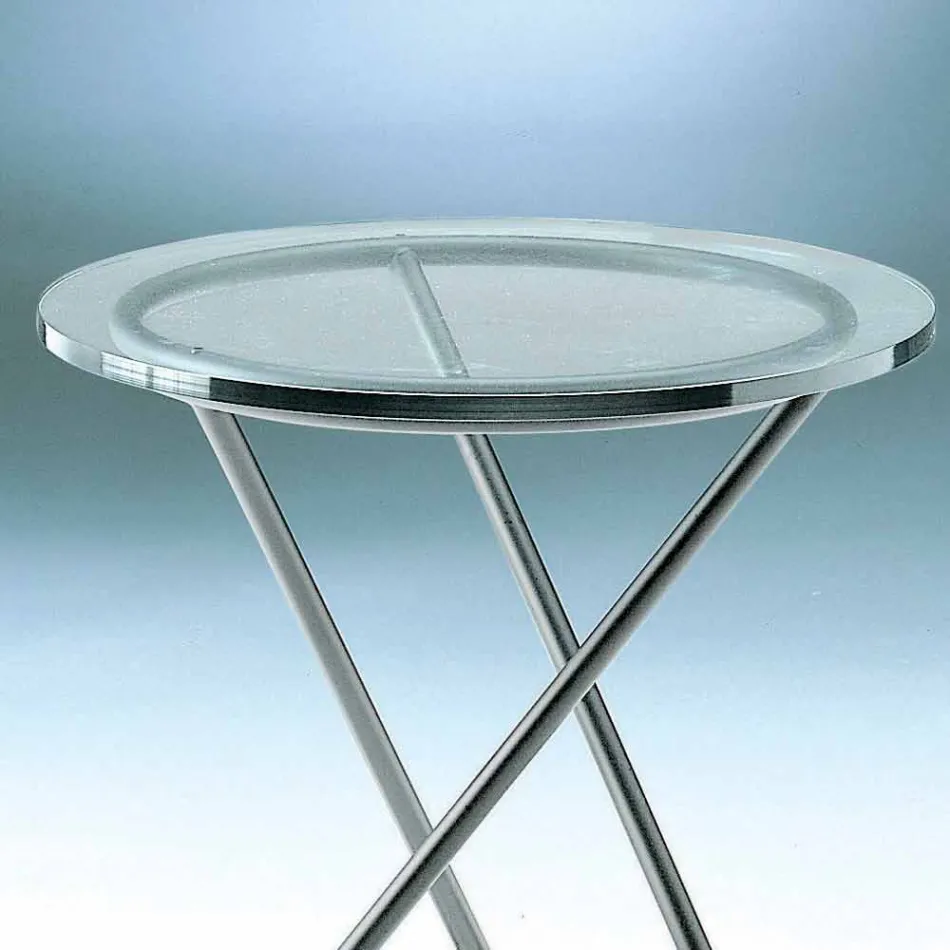 Salontafel van gehard glas met stalen onderstel Made in Italy - Pegaso Viadurini