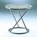 Salontafel van gehard glas met stalen onderstel Made in Italy - Pegaso