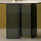 Salontafel bijzettafel van gerookt glas en rond keramisch blad - Random Viadurini