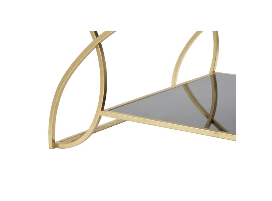 Gouden rechthoekige salontafel van ijzer met glazen blad - Symbol Viadurini