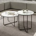 Ronde salontafel in glas met marmereffect Made in Italy - Miguel Viadurini