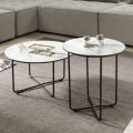 Ronde salontafel in glas met marmereffect Made in Italy - Miguel