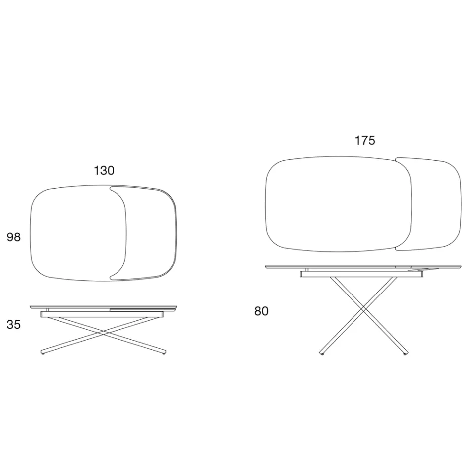 Converteerbare uitschuifbare salontafel in metaal en keramiek - Gioacco Viadurini