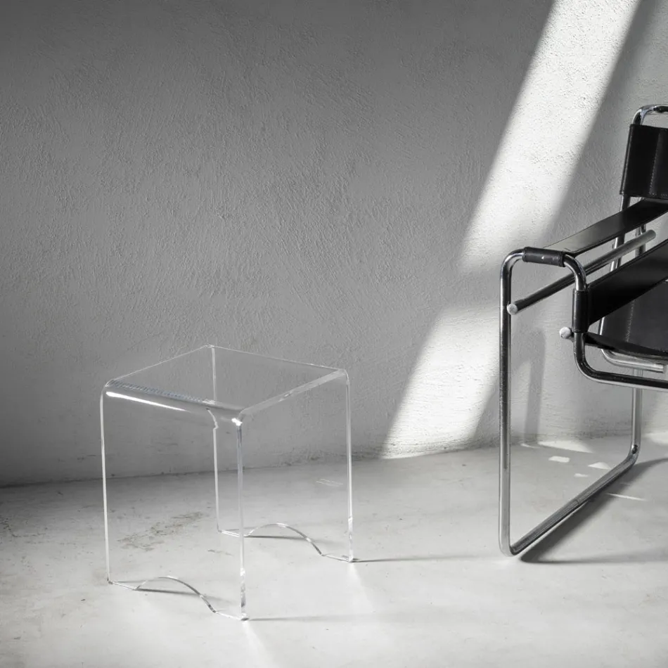 Salontafel Kruk Kristal Transparant Acryl Minimal Italiaans - Plarco Viadurini