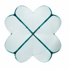 Woonkamer salontafel met transparante glazen bloem en zuur onderstel 3 maten - Fiorella Viadurini