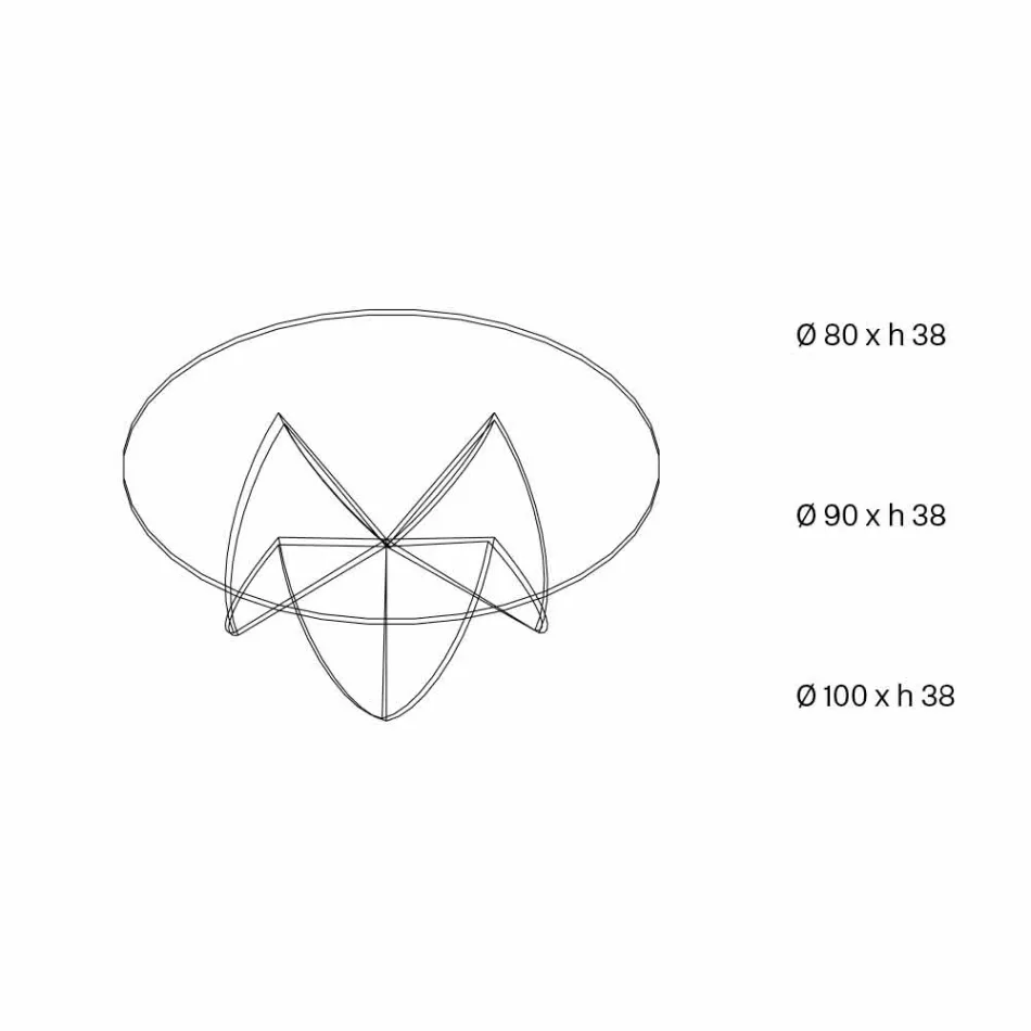 Woonkamer salontafel met transparante glazen bloem en zuur onderstel 3 maten - Fiorella Viadurini
