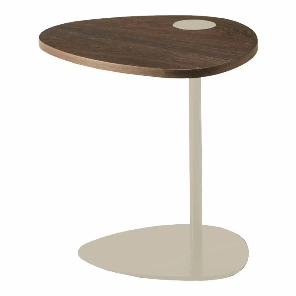 Woonkamer salontafel in metaal en houten blad, luxe design - Yassine Viadurini