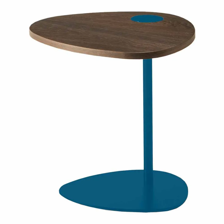 Woonkamer salontafel in metaal en houten blad, luxe design - Yassine Viadurini