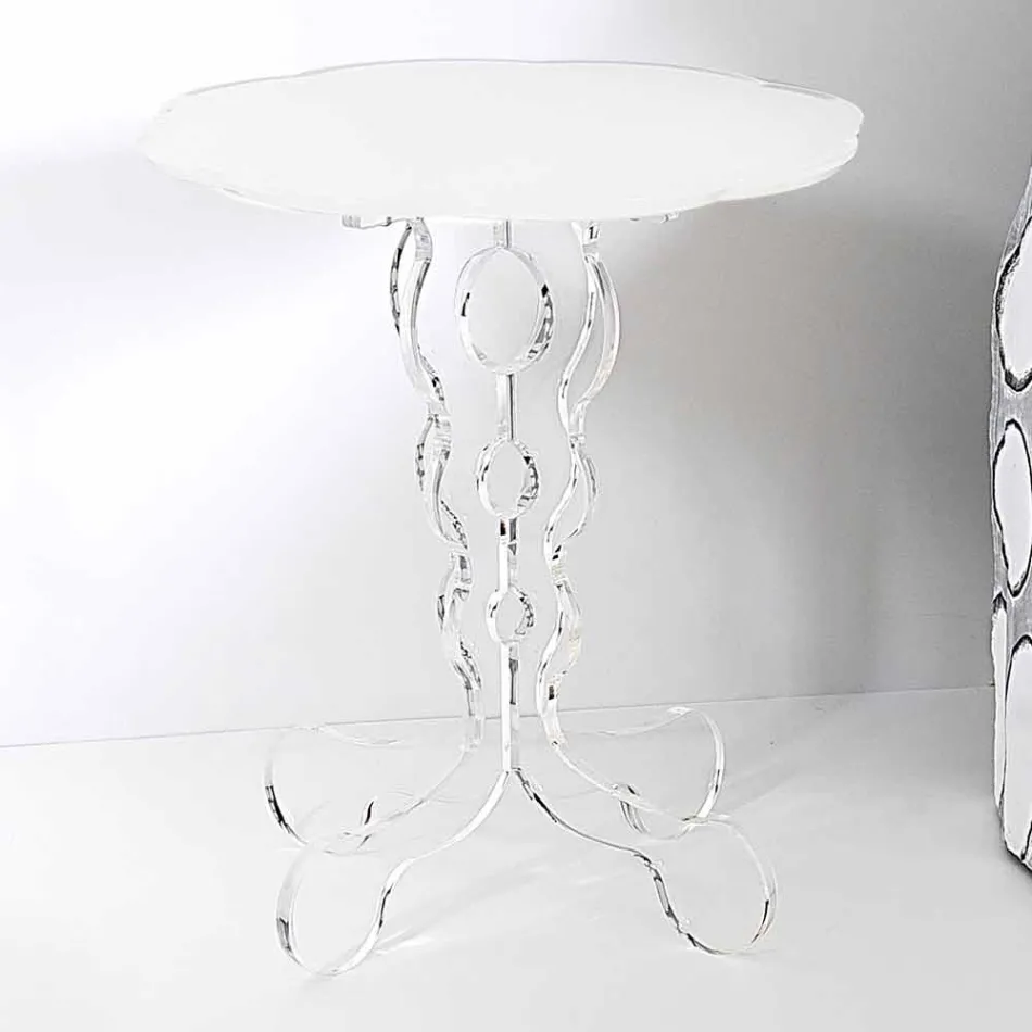 witte ronde tafel 36cm diameter modern design Janis, made in Italy Viadurini