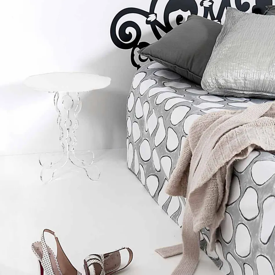 witte ronde tafel 36cm diameter modern design Janis, made in Italy Viadurini