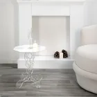 Witte ronde salontafel, diameter 50cm, modern design Janis, made in Italy Viadurini