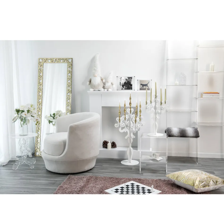 Witte ronde salontafel, diameter 50cm, modern design Janis, made in Italy Viadurini