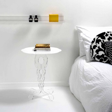 witte ronde tafel 50cm diameter modern design Janis, made in Italy Viadurini