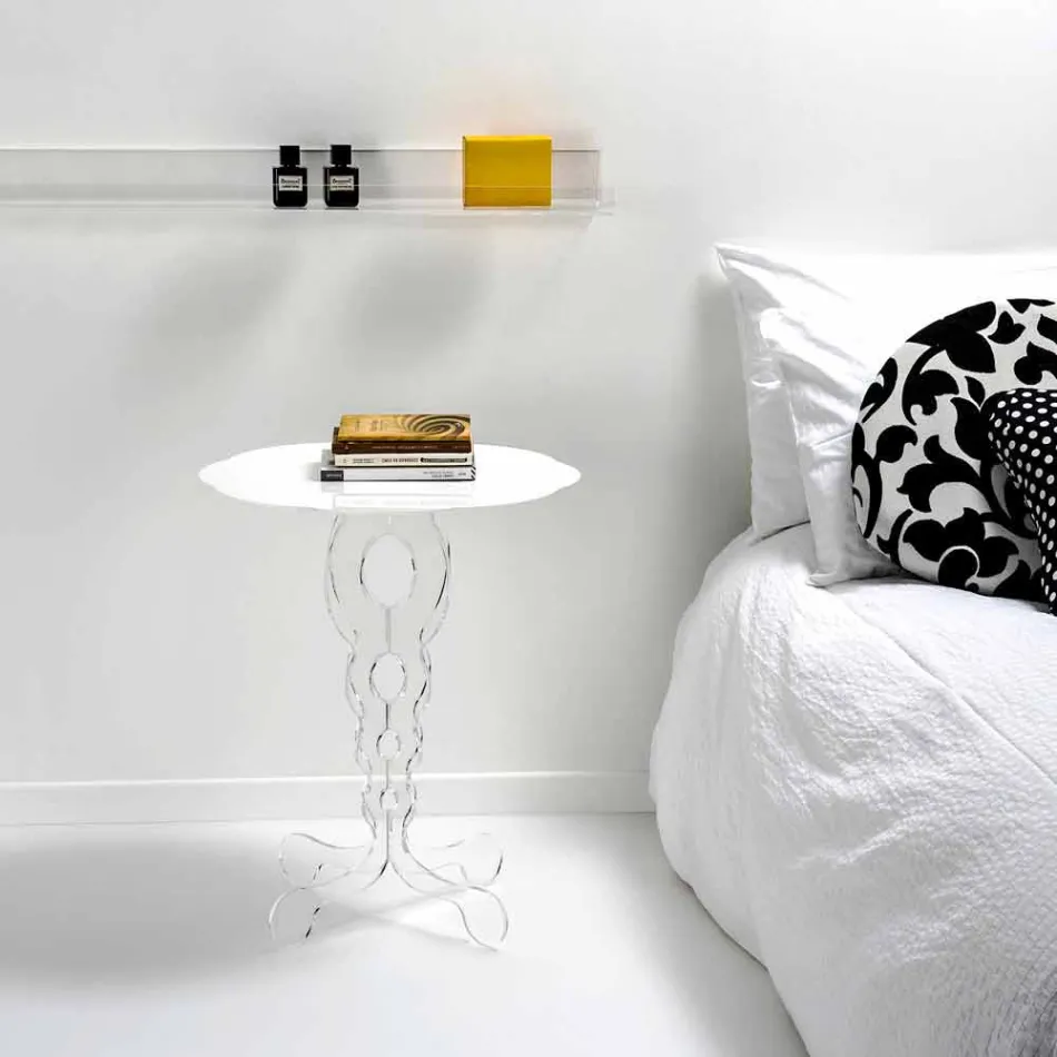 witte ronde tafel 50cm diameter modern design Janis, made in Italy Viadurini