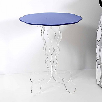 Blauwe ronde tafel diameter 36 cm Janis modern design, made in Italy