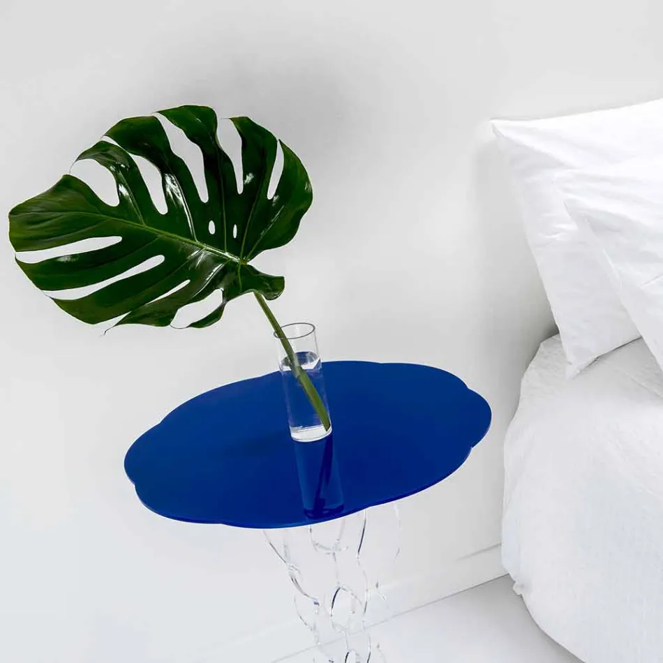 Blauwe ronde tafel diameter 50 cm Janis modern design, made in Italy Viadurini