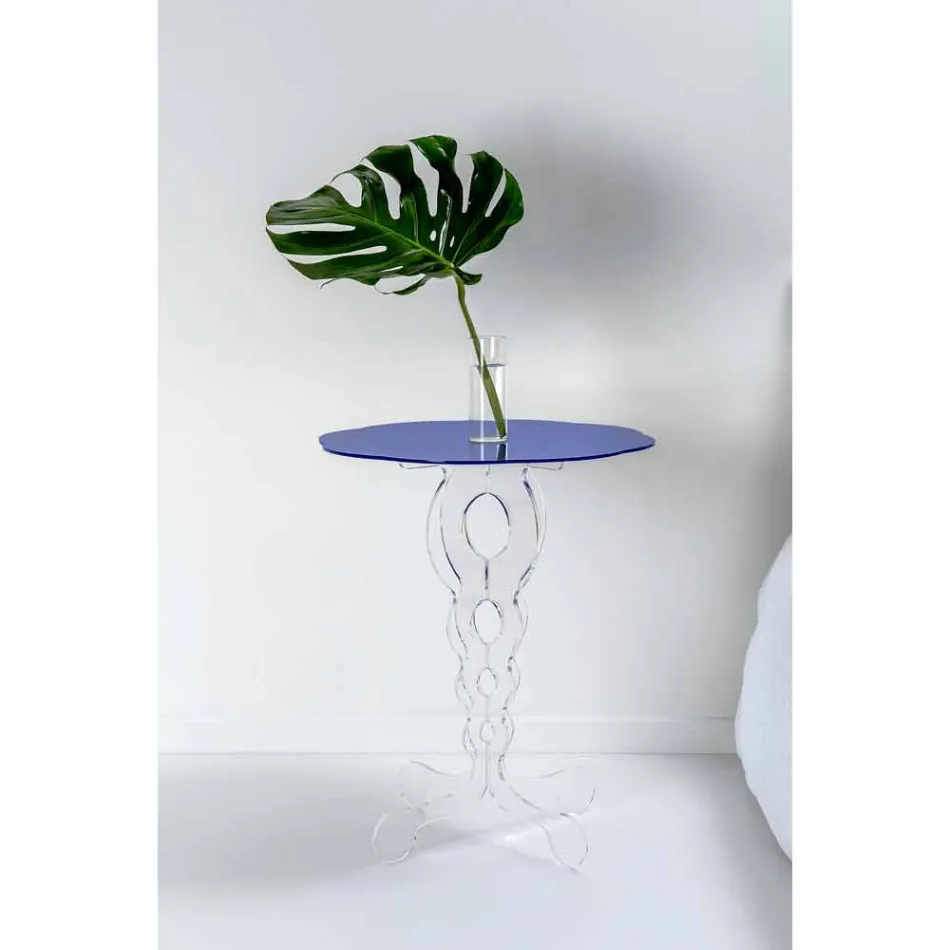 Blauwe ronde tafel diameter 50 cm Janis modern design, made in Italy Viadurini
