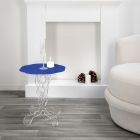 Ronde blauwe salontafel diameter 50 cm Janis modern design, made in Italy Viadurini