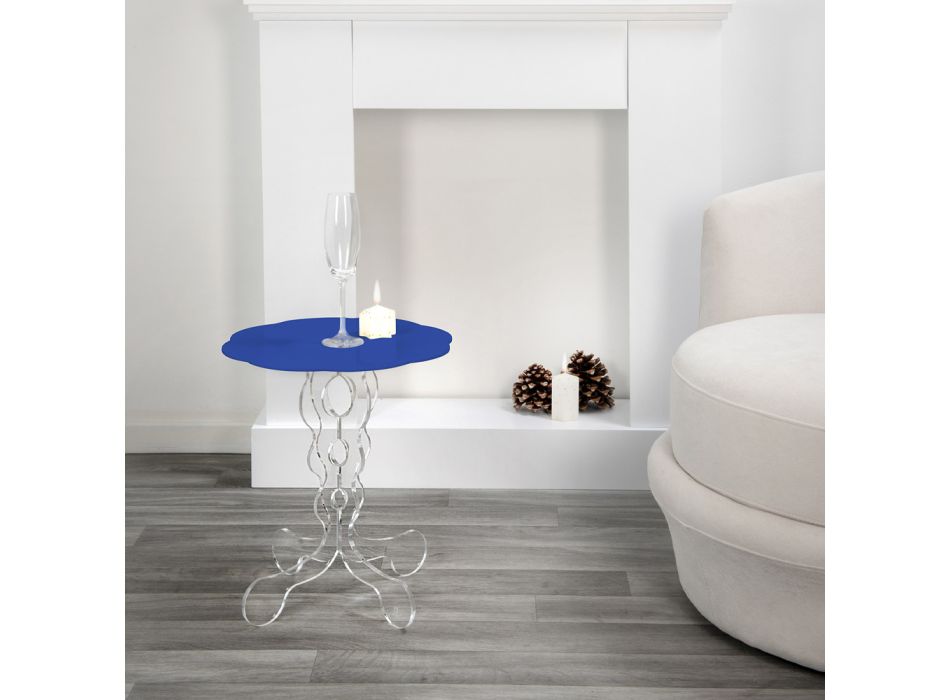 Ronde blauwe salontafel diameter 50 cm Janis modern design, made in Italy Viadurini
