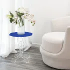 Ronde blauwe salontafel diameter 50 cm Janis modern design, made in Italy Viadurini