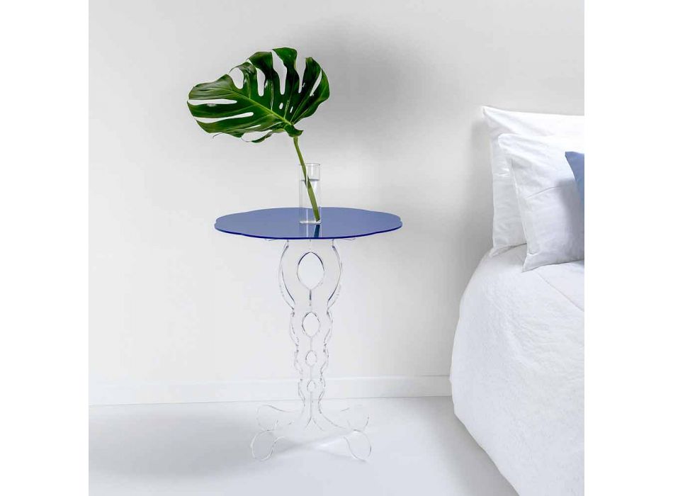 Blauwe ronde tafel diameter 50 cm Janis modern design, made in Italy